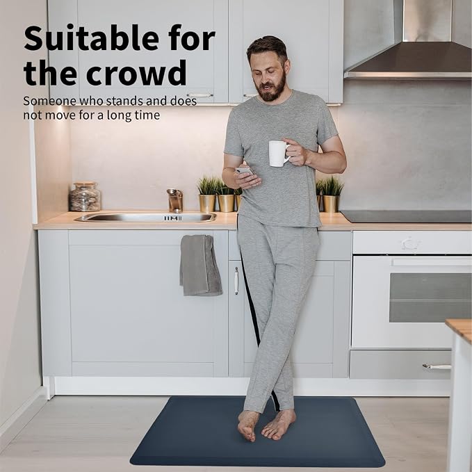 Art3d Anti Fatigue Mat - 1/2 Inch Cushioned Kitchen Mats - Comfort & Non Slip Cushion for Standing Desk, Office or Garage Floor (17.3"x28", Majolica Blue)