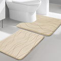 YIHOUSE Memory Foam Bathroom Rug Sets, Khaki, 2 Piece-U Shape & Small Mat | Ultra Soft, Absorbent, Non-Slip, Machine Washable