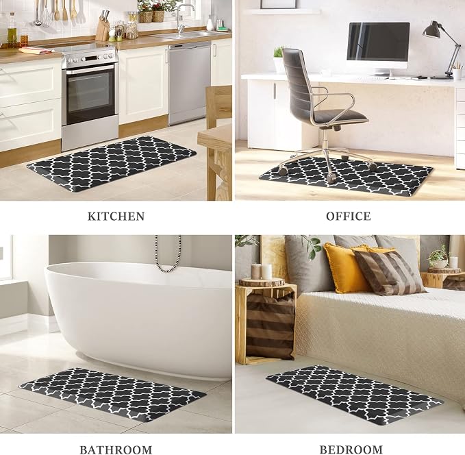 WISELIFE Anti Fatigue Floor Mat - 4/5 Inch Kitchen Mat Non Slip Waterproof Heavy Duty Ergonomic Comfort Mat Durable for Home, Office, Sink, Laundry,(17.3" x 39", Black)