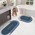 Rubber Bath mats Quick-Drying Non-Slip Bathroom mat Super Absorbent Bath mat Instant Dry Bath mat, Bathroom Rug in Front of The Kitchen Sink, Shower Room, Bathtub, Oval(Blue+16.9x26.7in+16.9x35.4in)