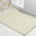 ACCUMTEK Non Slip Bath Mat, Thin Bathroom Rugs Fit Under Door, Quick Dry Bath Mats, Machine Washable Bath Rugs for Bathroom, Bathtub & Kitchen, Light Beige/Upgraded Solid/32 x20