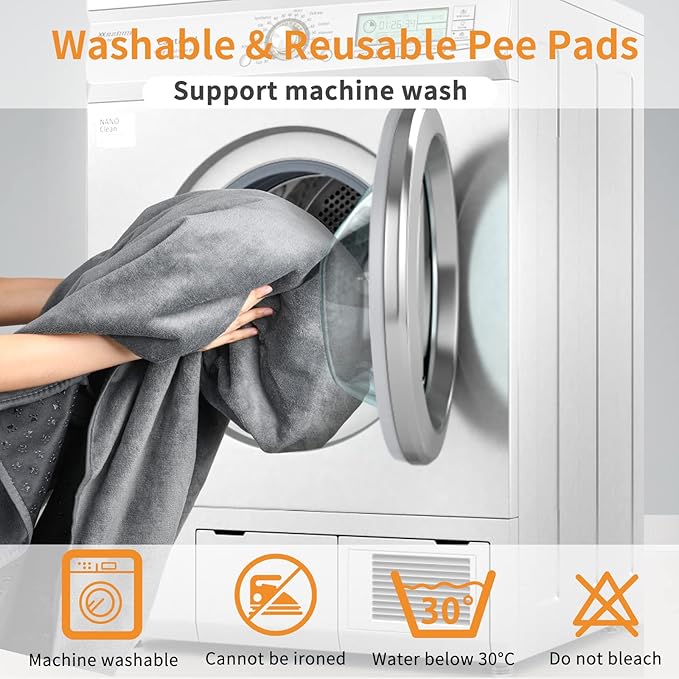 LOOBANI 2 Packs Extra Large Reusable Dog Mat for Floor, Non-Slip Washable Pee Pads for Dogs, Fast Absorbent Pet Whelping Pads, Puppy Playpen Mat for Incontinence, Housebreak, Crate (36"x48"-Gray)