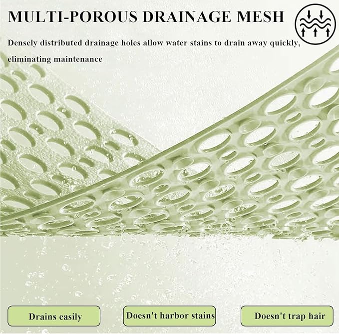 Casa and Beyond Shower Mat, Non Slip Bath Mat and Shower Mat with Suction Cups and Drain Holes, Easy to Clean Soft Machine (Green,35.4" x 23.6" (Rectangular))