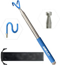 Telescoping Pickup Tool Magnetic Pole with 3 Hooks, 10 FT Telescopic Push Pull Rod Wire Reacher Grabber Disc Golf Retriever, Disc Golf Accessories