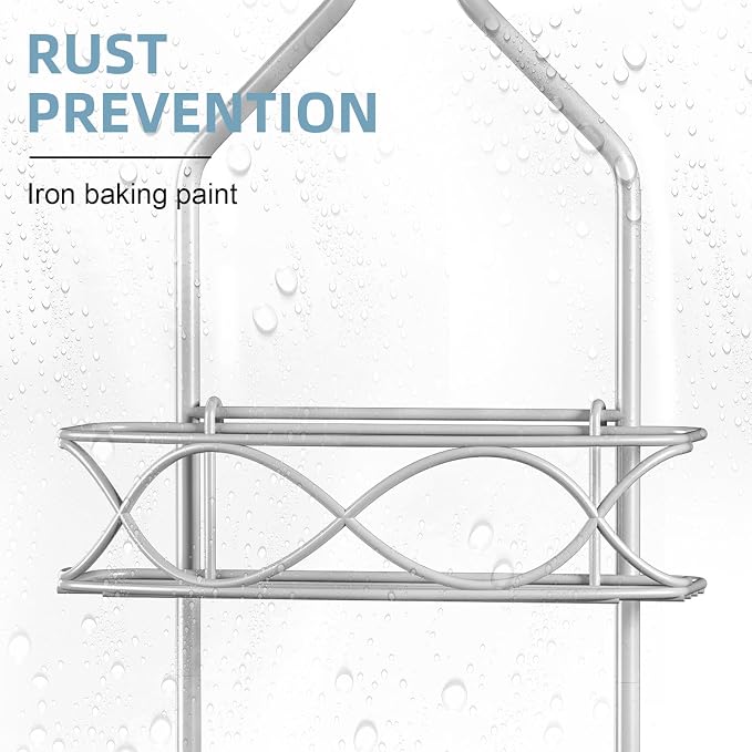 GAOKASE Shower Caddy Hanging 3 Tier with Two Movable Baskets, Grey Shower Caddy with Hooks for Towels, Sponge and More