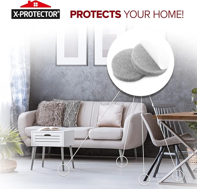 235 pcs Gray Felt Furniture Pads X-Protector! Huge Quantity of Furniture Pads for Hardwood Floors with Many Big Sizes – Your Ideal Wood Floor Protectors for Furniture. Protect Any Type of Hard Floor!