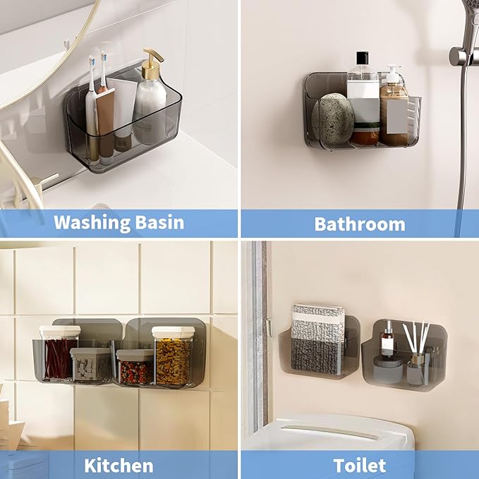 Diesisa 2pc Acrylic Wall Mount Organizer, Adhesive Cabinet Door Organizer,Acrylic Bathroom Shelves for Wall,No Drilling Hang Walls,with Self Adhesive Tape, for Bathroom, Kitchen, Living Room
