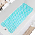 TEESHLY Bath Tub and Shower Mats, Non Slip 40 x 16 Inch Extra Large Bathtub Mat, Machine Washable Bathmat with Drain Holes, Suction Cups for Bathroom Floor, Clear Turquoise