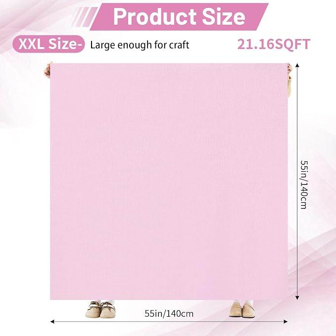 Drydiet 55x55 Inch Extra Large Craft & Painting Floor Mat - Waterproof Non-Slip PVC Art Rug, Floor Protector for Easel Painting Pottery Messy Projects, Washable Roll-up Spill Mat(Pink, Plain)