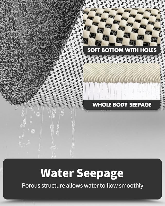 Non-Slip Bathtub Mat, 17x 30 Inch, Shower Mats for Bath Tub, PVC Loofah Bathroom Mats for Wet Areas, Quick Drying