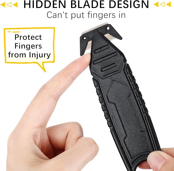 Therwen Safety Box Cutter Knife of Stainless Steel Concealed Blade Package Opener with Tape Splitter for Carton Cardboard Wrap Letter Work Bag Straps Film Utility Tool(Colorful,36 Pcs)