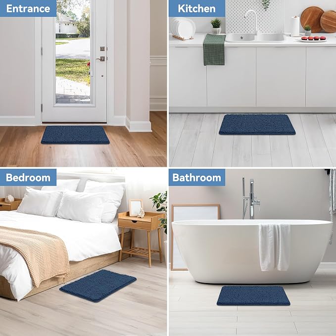 Bcoimo Bathroom Rugs 24x17, Bath Mats for Bathroom Non Slip with Rubber Backing,High Absorbent Microfiber Bath Rugs Quick Drying, Machine Washable, Durable Decor