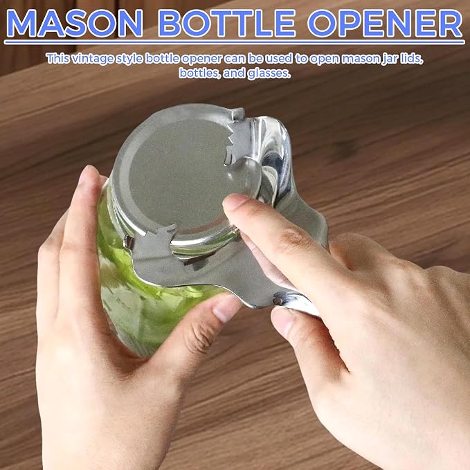 Stainless Steel Mason Jar Opener for Seniors & Weak Hands, Multi-Purpose Bottle Opener Tool - Opens Jars, Cans, Lids Without Dents, Easy Grip Design (5.6x3.5 Inch)