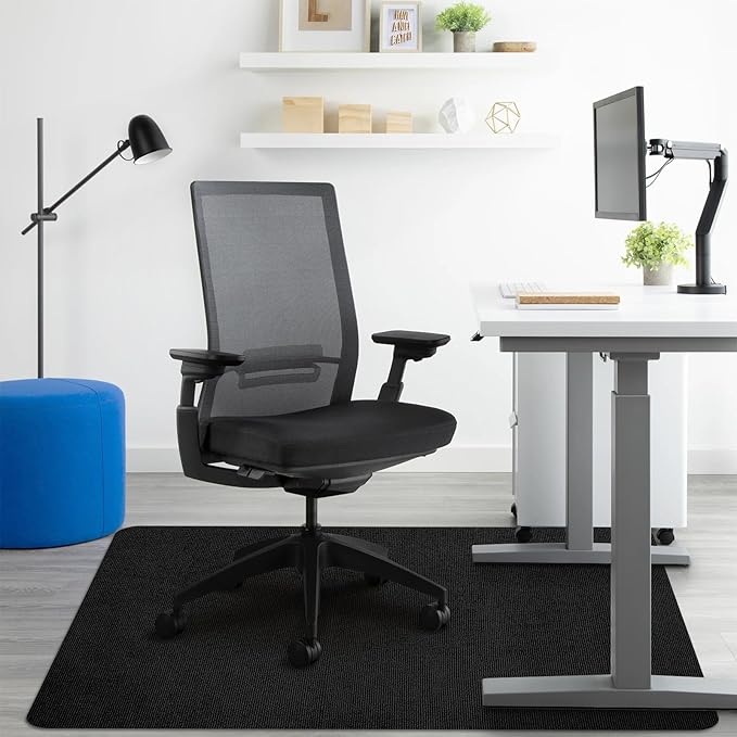 Black Office Chair Mat, Durable Desk Chair Mats for Hardwood Floor & Tiles, Under Rolling Chairs for Easy Glide and Protection (36" X 47")