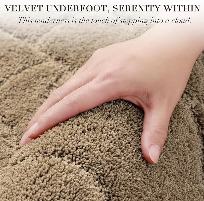 Bathroom Rugs, 32x20 Inches Bath Mats Non Slip, Extra Soft Absorbent Microfiber Shower Bath Rugs Mats Carpet for Bathroom Floor Decor, Machine Washable (Beige)