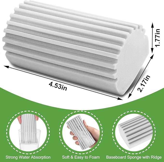 Jeymei 2-Pack Damp Clean Duster Sponge, Sponge Cleaning Brush, Duster for Cleaning Blinds, Glass, Baseboards, Vents, Railings, Mirrors, Window Track Grooves and Faucets