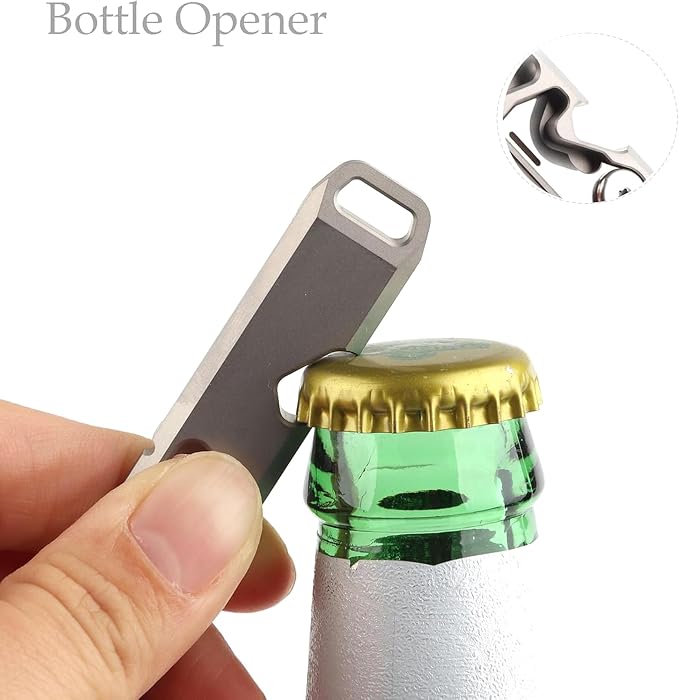 Hamans Pry Bar Titanium Prybar Bottle Opener 4.37" 7-in-1 Multi-Function Tool with Rope Cutter, Bottle Opener, Can Opener, Nail Puller, Box Opener, Lanyard Hole (Grey)