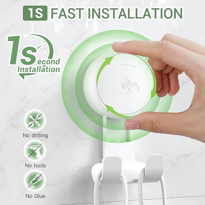 LUXEAR Suction Hooks Powerful Vacuum Suction Cup Hooks-2PACK Razor White