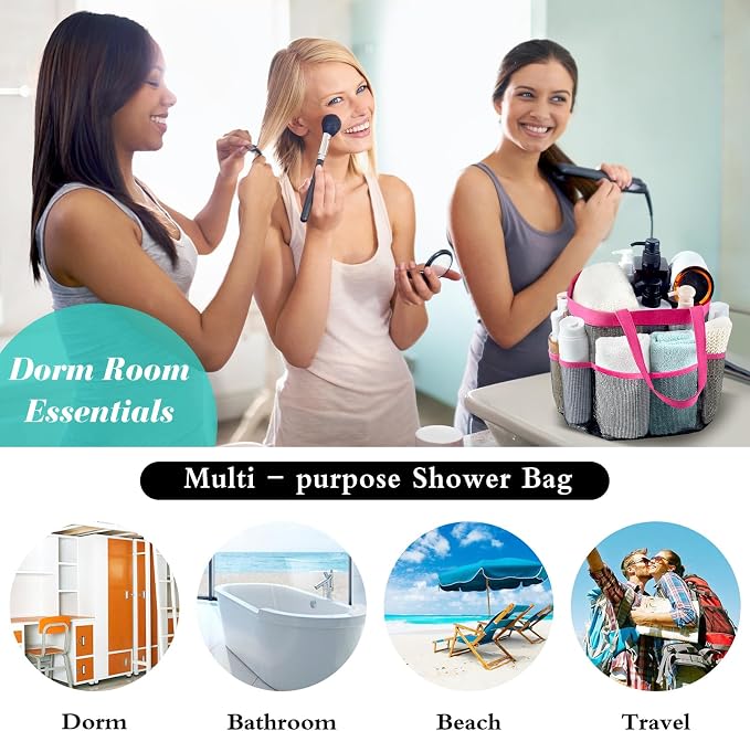 Attmu 2 Pack Mesh Shower Caddy Portable, Quick Dry Hanging Shower Tote Bag for College Dorm Room Essentials, Large Capacity Shower Caddy Dorm for Bathroom Gym Swimming