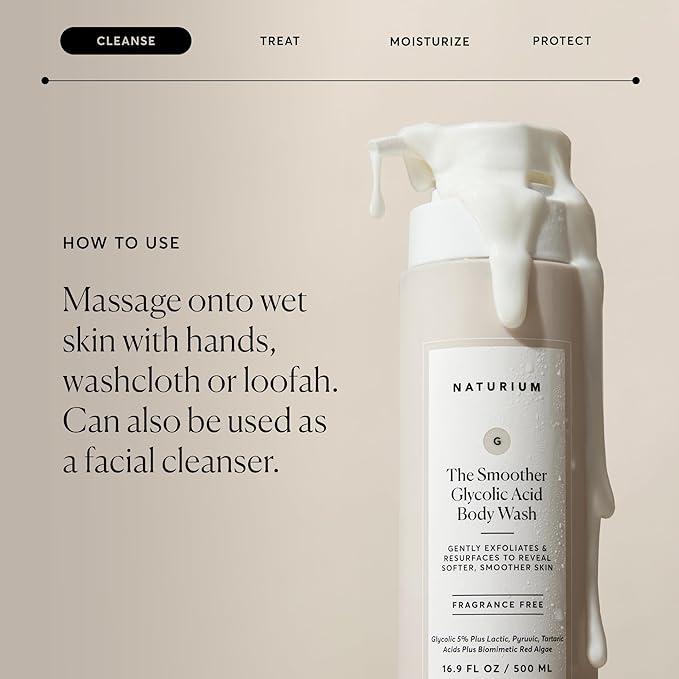 Naturium The Smoother Glycolic Acid Exfoliating Body Wash, Soft & Smoothing Cleanser, 16.9 oz