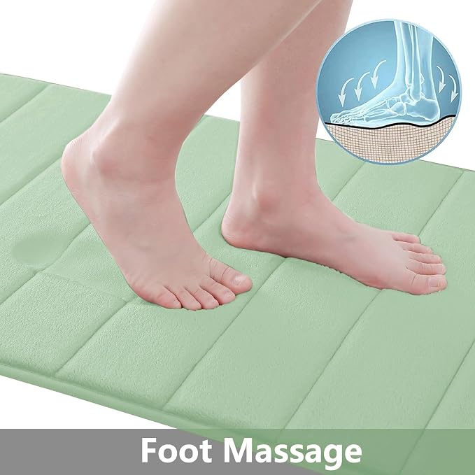 Buganda Memory Foam Bath Mat, 70" x 34", Ultra Soft and Non-Slip Bathroom Rugs, Water Absorbent and Machine Washable Bath Rug Runner for Bathroom, Shower, and Tub, Sage Green