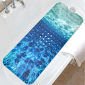 Seawater Bathtub Mat Non Slip, Ocean Waves Bath Tub Mat Baby Bath Mats for Bathroom Anti Slip Shower Mats for Inside Shower, Underwater Bathmat with Suction and Drain Holes Machine Washable, 40″x16″