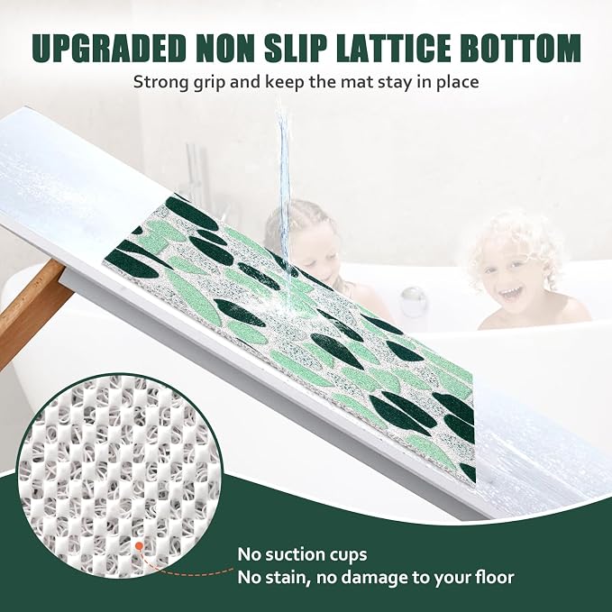 Square Shower Mat 32x32 Inch Non Slip Bath Mat for Inside Shower Loofah Shower Mat for Elderly Soft Textured Foot Massage Pad Bathroom Floor Mat for Wet Area, Without Suction Cups, Quick Drying