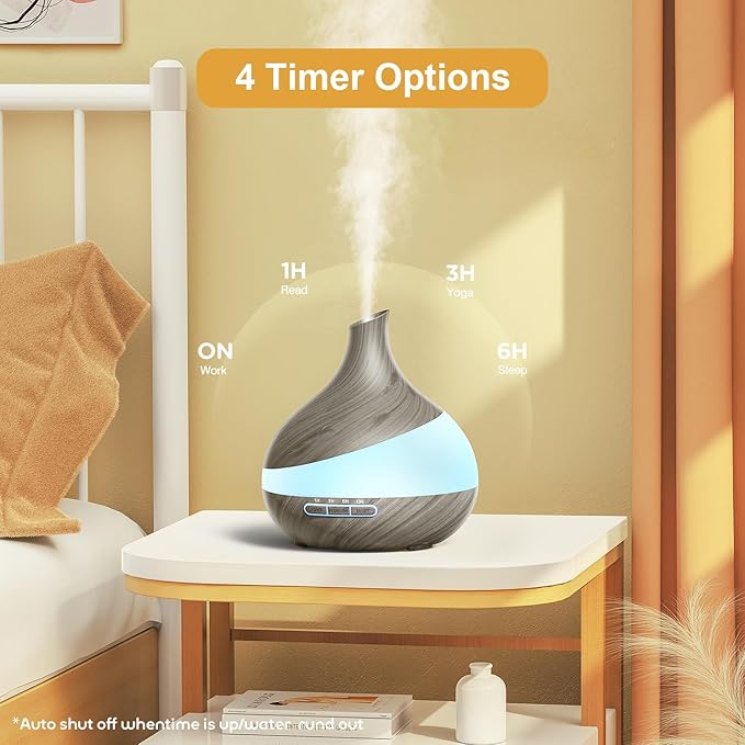 Essential Oil Diffuser for Women, 500ml Aromatherapy Diffuser:14-Color LED, Dual Mist 30/60ml/h, Remote Control, Auto Shut-Off, Hotel Spa Bedroom (Spcae Gray)