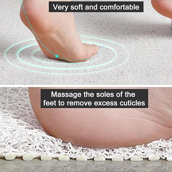 Shower Mat Non Slip, Round Shower Mat for Inside Shower, Non Slip Bathtub Mat, Fast Drying Bath Tub Mats, Loofah Mat for Shower Bathroom, Quick Drying, Resistant (White, 24 x 24 Inch)