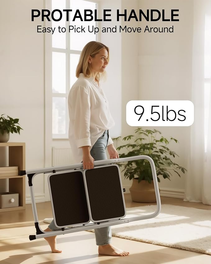 SOLADDER 2 Step Stool, Folding Step Ladder with Wide Anti-Slip Pedal & Safety Lock, Step Stool for Kitchen, Bathroom, Office, 300lbs Capacity