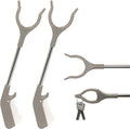 2pcs Short Grabber Reacher Tool for Seniors, 16 Inch Small Mini Extra Strong Tongs for Handicap Elderly Childrens Adult, Trash Litter Reaching Picker Stick, Heavy Duty Extension Helping Hands, Grey