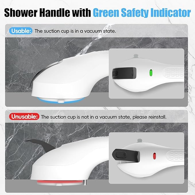 SPECILITE 17 Inch Shower Handle, Grab Bars for Bathtubs and Showers, Disabled and Elderly Strong Suction Cup, Seniors Handicap Safety Handrail for Bathroom Toilet Tiles Glass - White