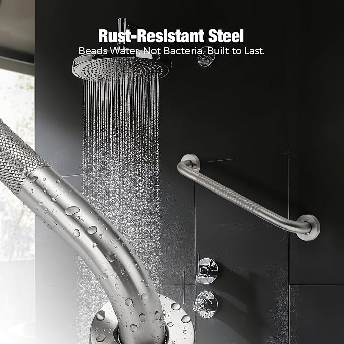 Grab Bars for Shower 2 Pack 16-Inch, Stainless Steel Anti-Slip Safety Shower Handle for Elderly Bathroom Wall Support Handicap Handicap Grab Bars for Seniors, Brushed Nickel