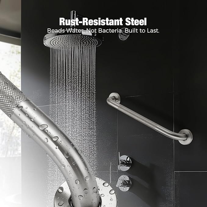 Grab Bars for Shower 2 Pack 12-Inch, Stainless Steel Anti-Slip Safety Shower Handle for Elderly Bathroom Wall Support Handicap Handicap Grab Bars for Seniors, Brushed Nickel