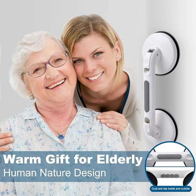 New Shower Handle Shower Grab Bars for Bathtubs and Showers,Strong Hold Suction Cup Grip Grab,Bath Handle Heavy Duty Grab Bars for Handicap Elderly Seniors Bathroom （Grey）