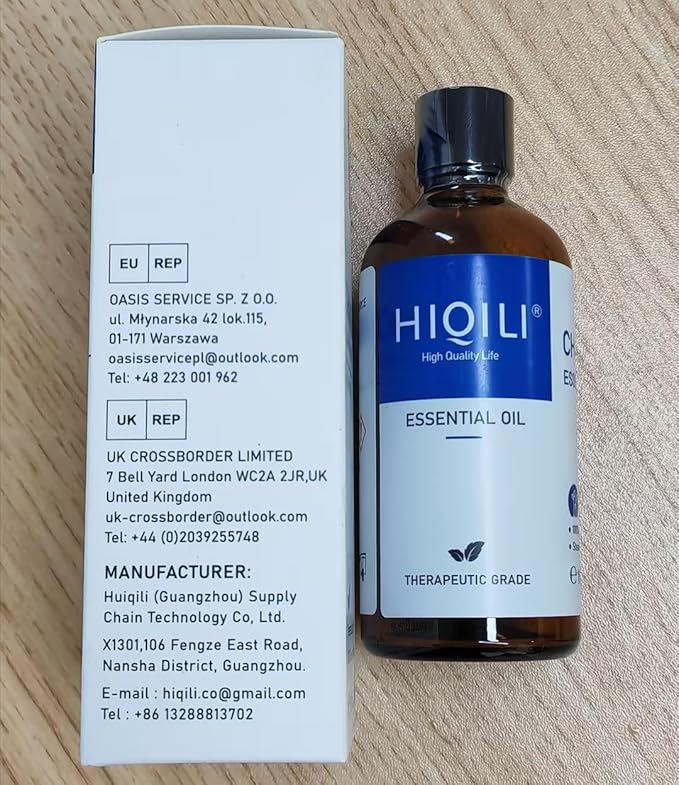 HIQILI 100ML Chamomile Essential Oil, Pure & Natural Chamomile Oil for Diffueser, Skin, Soap, Shampoo - 3.38 Fl Oz