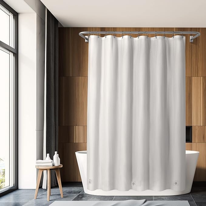 Barossa Design White Shower Curtain Liner - Premium PEVA, BPA & PVC Free, No Chemical Smell, Lightweight Shower Curtain with 3 Magnets, Metal Grommets - White, Standard Size (Pack of 2)