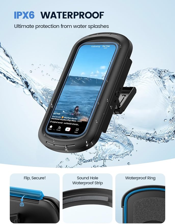 Lamicall Shower Phone Case Holder Waterproof - Bigger Size for More Phone(4"-7"), Shower Bathroom Bathtub Wall Mount Stand, Cellphone Accessories Gift for iPhone 17 Pro Max, S25 Ultra