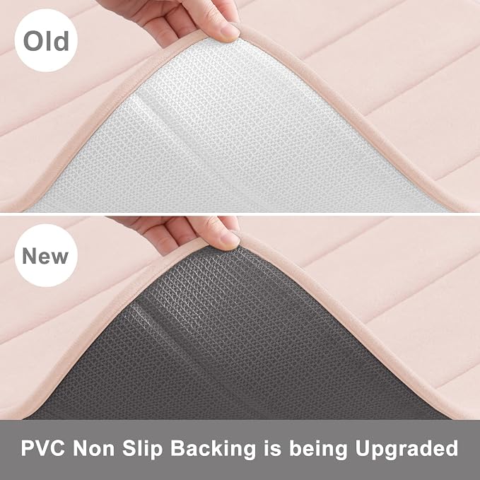 Buganda Memory Foam Bath Mat, 35.4" x 24", Ultra Soft and Non-Slip Bathroom Rugs, Water Absorbent and Machine Washable Bath Rug Runner for Bathroom, Shower, and Tub, Pink