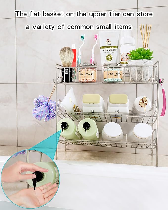 YQh 3-Tier Bathroom Counter Organizer, shower storage, corner shower shelf,shower caddies，Stainless steel material, durable and rust - free
