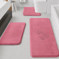 HUXMEYSON Bathroom Rugs Sets 3 Piece, Non-Slip & Quick Dry Bath Mat Set, Ultra Soft Velvet Bath Rugs for Bathroom, Toilet and Shower Floor, Pink