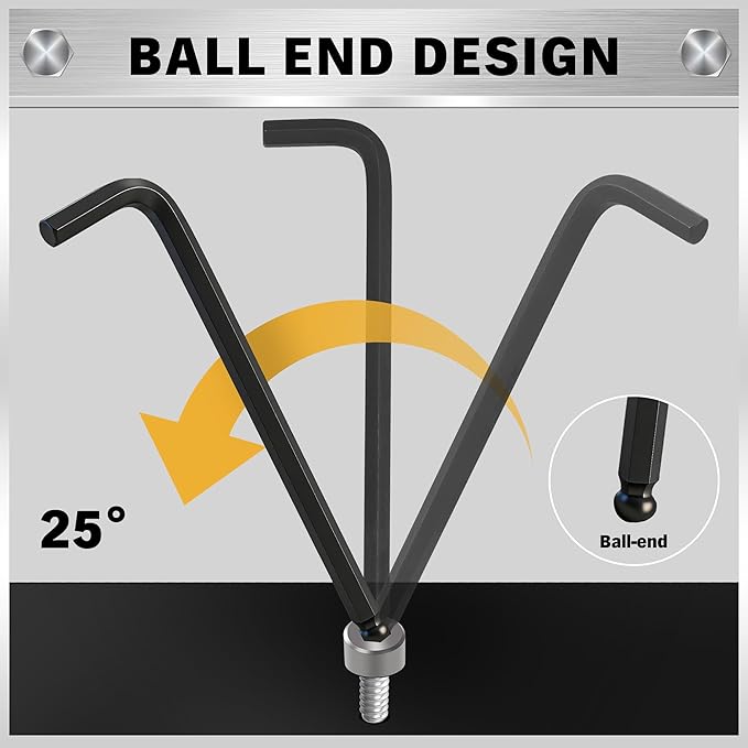 ELEAD Hex Key Allen Wrench Set: 27-Piece Premium MM(1.27mm-10mm) & SAE(3/64"-3/8) Allen Key Set with Grip Handle, Long and Short Arm with Ball End, Organized Storage