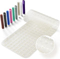 Non-Slip Bath Tub Mat, 39x16 Inch Extra Large Shower Mat with Drain Holes & Suction Cups, Machine Washable, Clear