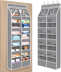 Univivi 6-Shelf Over Door Hanging Organizer Fabric Door Organizer with 10 Deep Pockets and 4 Small PVC Pockets Hanging Storage Organizers for Baby Nursery(Grey)