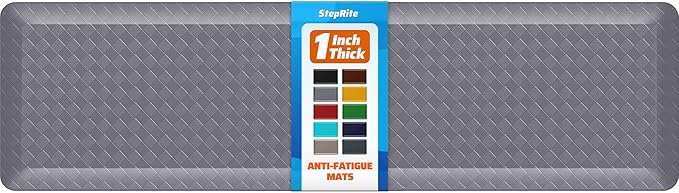 StepRite 1” Thick Kitchen Mats for Floor, Anti Fatigue Kitchen Rugs, Non-Slip,Heavy Duty Water Resistant Kitchen Rug, Standing Desk Mat for Friends, Family, Home, Kitchen, Office (72" x 20", Grey)