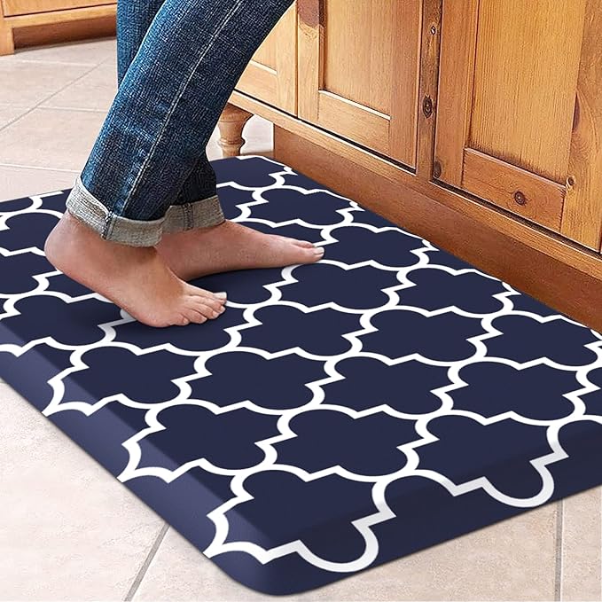 WISELIFE Kitchen Runner Rugs Anti-Fatigue mats - 4/5 Inch Non Slip Waterproof Ergonomic Comfort Mat for Kitchen, Floor Home, Office, Sink, Laundry (17.3"x 28",Blue)