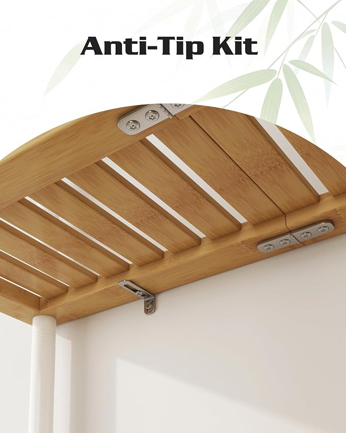 LiSHELF Bamboo Over The Toilet Storage Shelf 2-Tier Bathroom Organizer Rack Freestanding Above Toilet Shelves Space Saver for Small Bathroom, Laundry, White