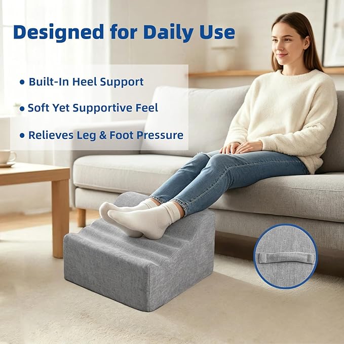 Under Desk Foot Rest, Non-Slip Office Foot Stool for Office & Gaming Chair, Leg Support for All-Day Comfort (Light Gray)