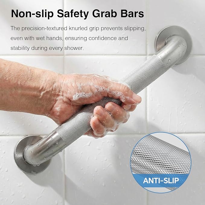 40 Inch Shower Grab Bars for Seniors 1.25'' Brushed Nickel Stainless Steel Grab Bar for Bathroom, Non Slip Knurled Safety Handrail for Bathtub Toilet Wall, Gifts for Elderly and Handicapped
