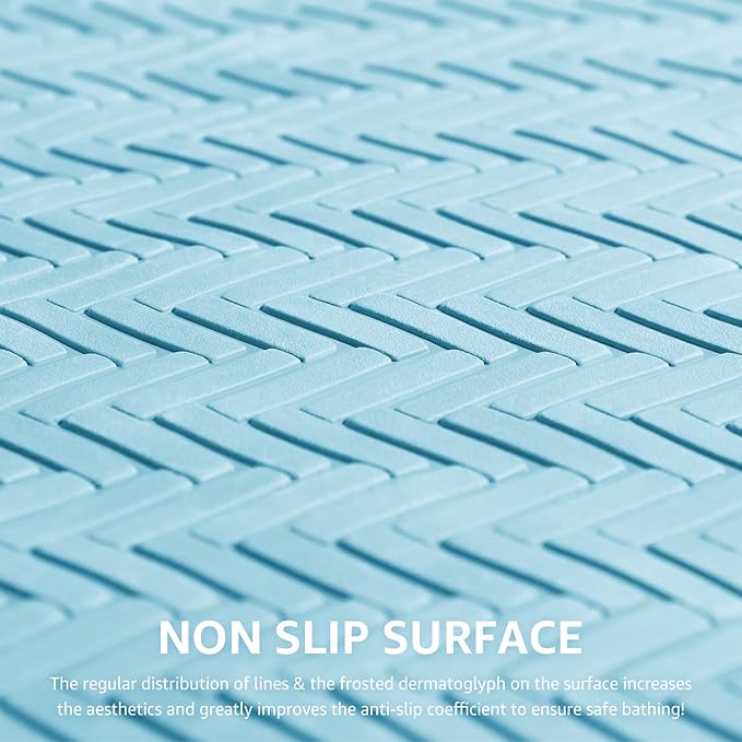 OTHWAY Bathtub Mat Non Slip, Extra Long Rubber Bath Mat for Tub, Machine Washable Shower Anti Slip Mat with 332 Strong Suction Cups (Lake Blue, 36" x 17")